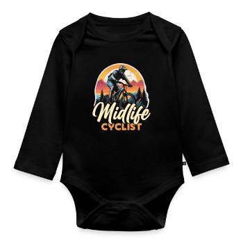 Midlife Cyclist Bike Racer Mountain Biking Cyclist - Organic Longsleeve Baby Bodysuit - black - Front