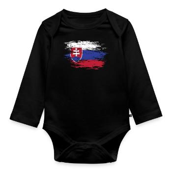 Slowakei Flagge used - Baby Bio-Langarm-Body - Schwarz - Vorne