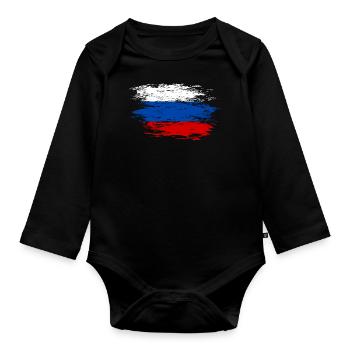 Russland Flagge used - Baby Bio-Langarm-Body - Schwarz - Vorne