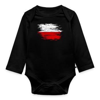 Poland flag used - Organic Longsleeve Baby Bodysuit - black - Front