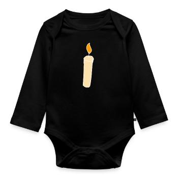 Bougie Symbole Feu Lumière - Body Bébé bio manches longues - noir - Devant