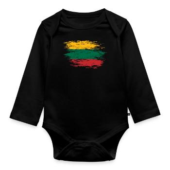 Litauen Flagge used - Baby Bio-Langarm-Body - Schwarz - Vorne