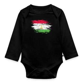 Tadschikistan Flagge used - Baby Bio-Langarm-Body - Schwarz - Vorne