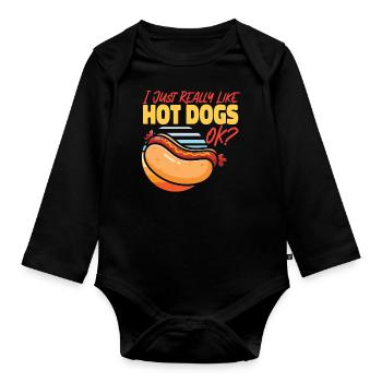 Hot Dog Adult I Just Really Like - Organic Longsleeve Baby Bodysuit - black - Front