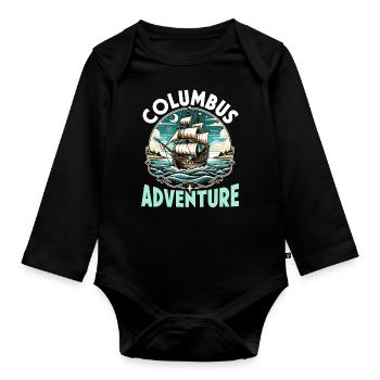 Columbus Day Amerika 1492 Usa Entdeckung - Baby Bio-Langarm-Body - Schwarz - Vorne