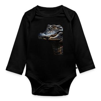 Alligator - Organic Longsleeve Baby Bodysuit - black - Front