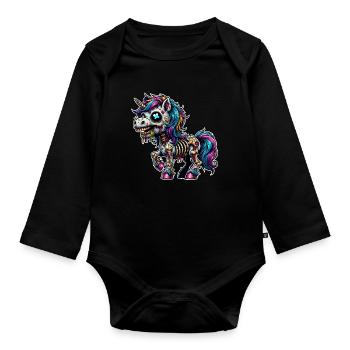 Einhorn Zombie - Baby Bio-Langarm-Body - Schwarz - Vorne