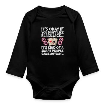 Black Jack Blackjack Kartenspiel Casino Geschenk - Baby Bio-Langarm-Body - Schwarz - Vorne