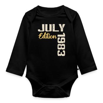 Juillet 1983 Chemise D’anniversaire Juillet 1983 - Body Bébé bio manches longues - noir - Devant