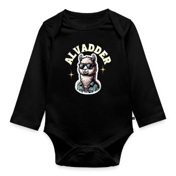 Alvadder Alpaka Papa Vater Vatertag - Baby Bio-Langarm-Body - Schwarz - Vorne