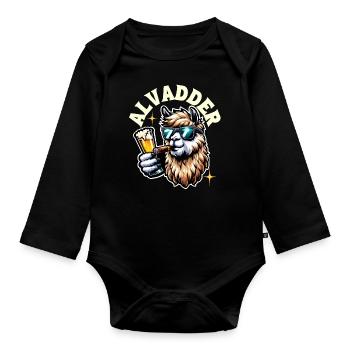 Alvadder Alpaka Papa Vater Vatertag - Baby Bio-Langarm-Body - Schwarz - Vorne