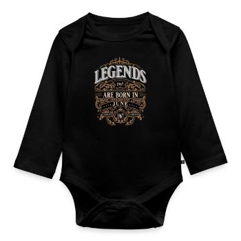 1967 Juin Anniversaire Année de naissance - Body Bébé bio manches longues - noir - Devant
