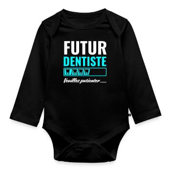 Future dentist - Organic Longsleeve Baby Bodysuit - black - Front