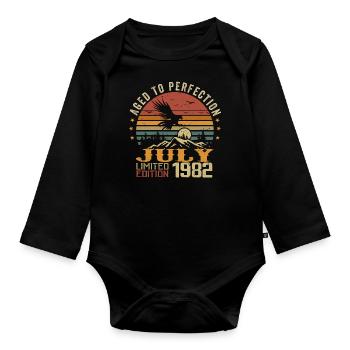 Vintage July 1982 Anniversary July 1982 - Organic Longsleeve Baby Bodysuit - black - Front