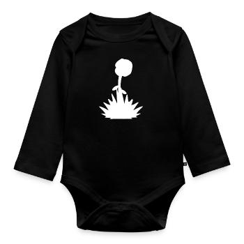 grass symbol blume natur pflanze - Baby Bio-Langarm-Body - Schwarz - Vorne