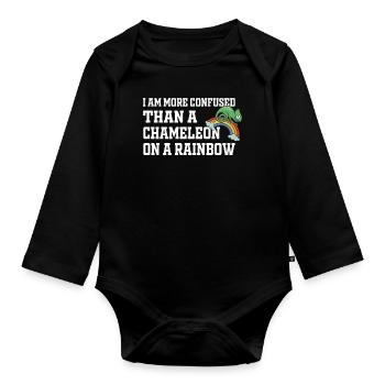 I'm more confused than a chameleon - Organic Longsleeve Baby Bodysuit - black - Front