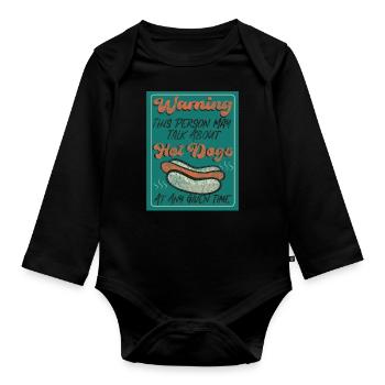 Hot Dog Adulte Vintage Rétro - Body Bébé bio manches longues - noir - Devant