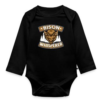 Bison Whisperer Buffalo American Bison Bovinae - Organic Longsleeve Baby Bodysuit - black - Front