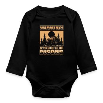 Kann spontan über Bisons Buffalo sprechen - Baby Bio-Langarm-Body - Schwarz - Vorne