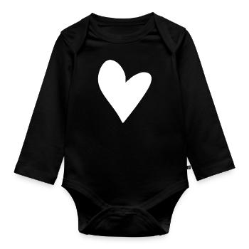 herz symbol form liebe - Baby Bio-Langarm-Body - Schwarz - Vorne