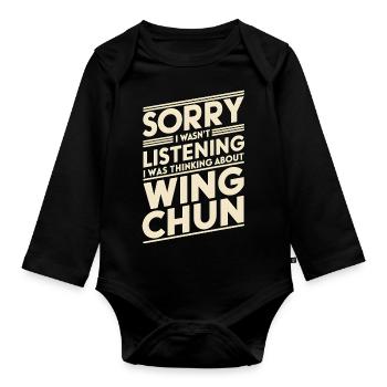 Wing Chun Kampfsport Geschenk - Baby Bio-Langarm-Body - Schwarz - Vorne