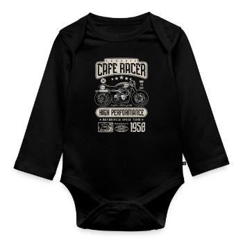 Cafe Racer Motorrad Geburtstag Biker Jahrgang 1958 - Baby Bio-Langarm-Body - Schwarz - Vorne