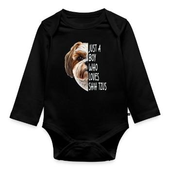 Shih Tzu - Baby Bio-Langarm-Body - Schwarz - Vorne