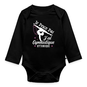 Ich kann nicht Ich habe Vintage Rhythmic Gym Frau - Baby Bio-Langarm-Body - Schwarz - Vorne