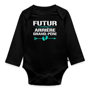 Arrière-grand-père Pour Futur Arrière-grand-père - Body Bébé bio manches longues - noir - Devant