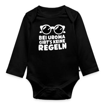 Uroma-Regelfrei Urenkelin Baby Ankündigung Lustig - Baby Bio-Langarm-Body - Schwarz - Vorne