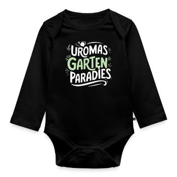 Uromas Gartenparadies Geburtstag Urgroßmutter - Baby Bio-Langarm-Body - Schwarz - Vorne
