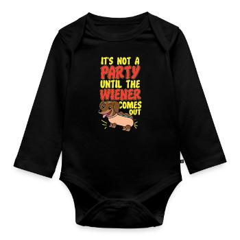 Hot Dog Adult Humor Pun Naughty - Organic Longsleeve Baby Bodysuit - black - Front