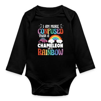 I'm more confused than a chameleon - Organic Longsleeve Baby Bodysuit - black - Front