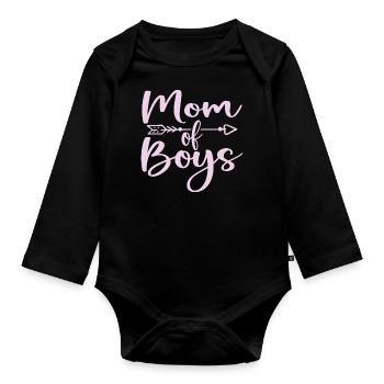 Maman de Garçons - Cadeau Fête des Mères - Body Bébé bio manches longues - noir - Devant