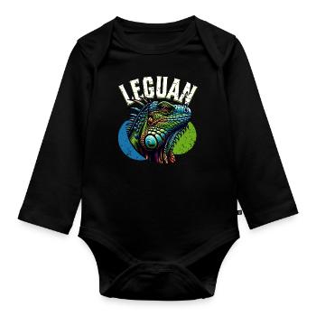 Leguan - Baby Bio-Langarm-Body - Schwarz - Vorne