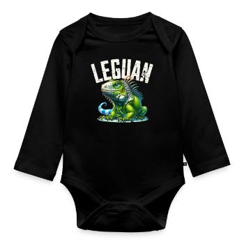 Leguan - Baby Bio-Langarm-Body - Schwarz - Vorne