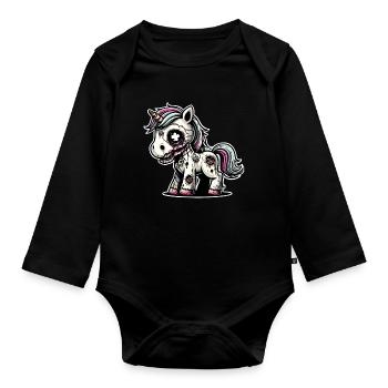 Licorne Zombie Monstre Halloween - Body Bébé bio manches longues - noir - Devant