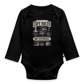 Cafe Racer Motorrad Geburtstag Biker Jahrgang 1971 - Baby Bio-Langarm-Body - Schwarz - Vorne