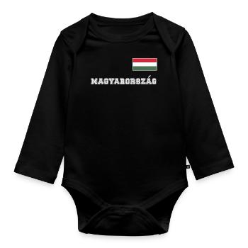 Hungary Jersey Look – MAGYARORSZÁG - Flag Flag - Organic Longsleeve Baby Bodysuit - black - Front