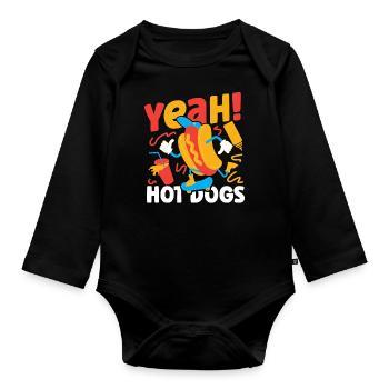 Hot Dog Adult Yeah! Hot Dogs - Baby Bio-Langarm-Body - Schwarz - Vorne