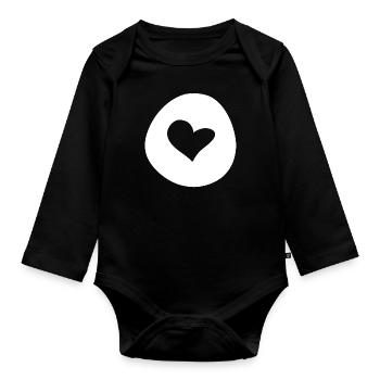 herz form kreis symbol liebe - Baby Bio-Langarm-Body - Schwarz - Vorne