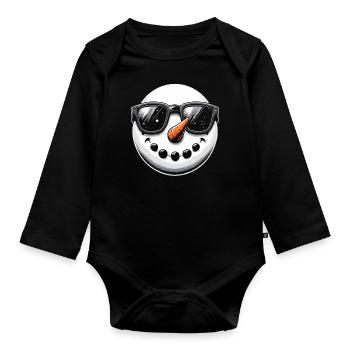 Schneemann lustig Winter - Baby Bio-Langarm-Body - Schwarz - Vorne