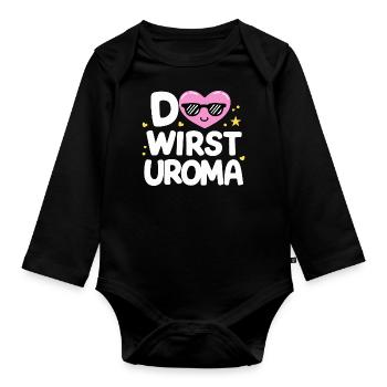 Du wirst Uroma Geburtstag Muttertag Beste Uroma - Baby Bio-Langarm-Body - Schwarz - Vorne
