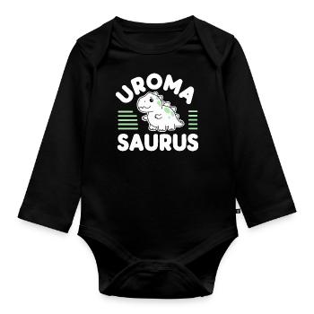 Uroma Saurus Beste Uroma Geburtstag Urenkel Lustig - Baby Bio-Langarm-Body - Schwarz - Vorne