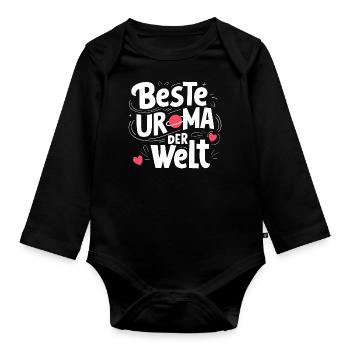 Beste Uroma Geburtstag Weihnachten Muttertag Ideen - Baby Bio-Langarm-Body - Schwarz - Vorne