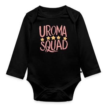 Uroma Squad Geburtstag Uroma Enkel Weihnachten - Baby Bio-Langarm-Body - Schwarz - Vorne