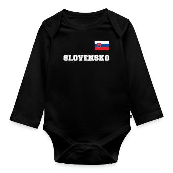 Slovakia jersey look - SLOVENSKO with flag flag - Organic Longsleeve Baby Bodysuit - black - Front