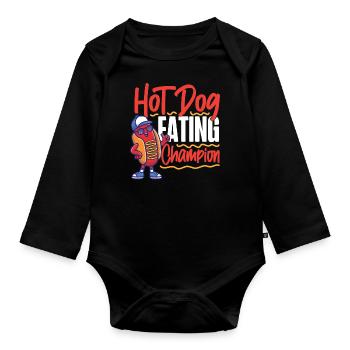Hot-dog Adulte Manger des hot-dogs - Body Bébé bio manches longues - noir - Devant