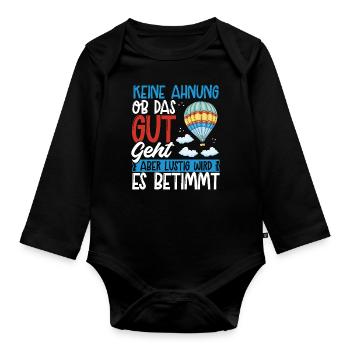 Gas Balloon Pilot Balloon Hot Air Ballooning Ballooning - Organic Longsleeve Baby Bodysuit - black - Front
