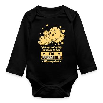 Baby Workaholic Reim - Wie der Vater, so das Kind - Baby Bio-Langarm-Body - Schwarz - Vorne